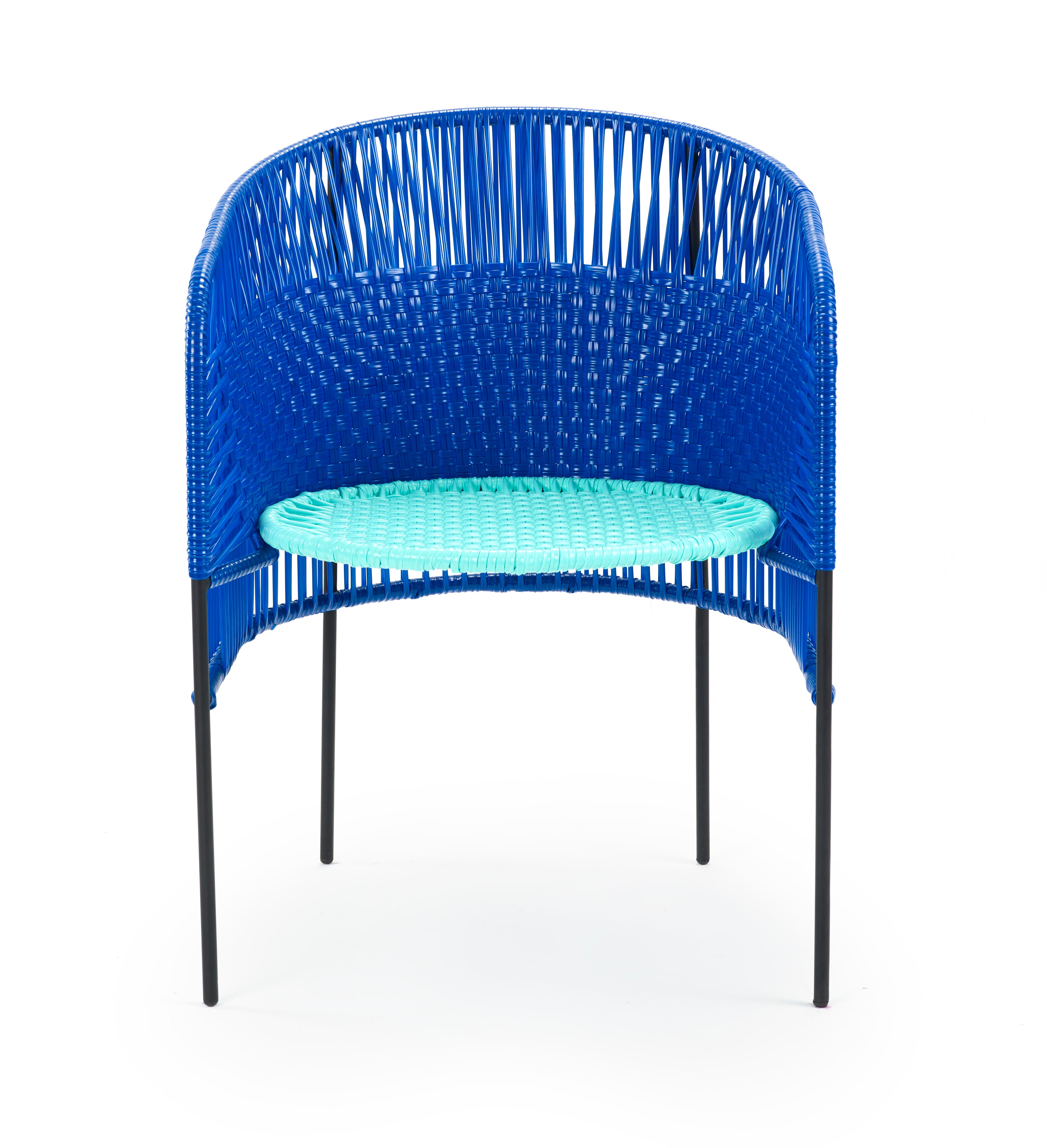 Modern Set of 4 Blue Caribe Dining Chair by Sebastian Herkner