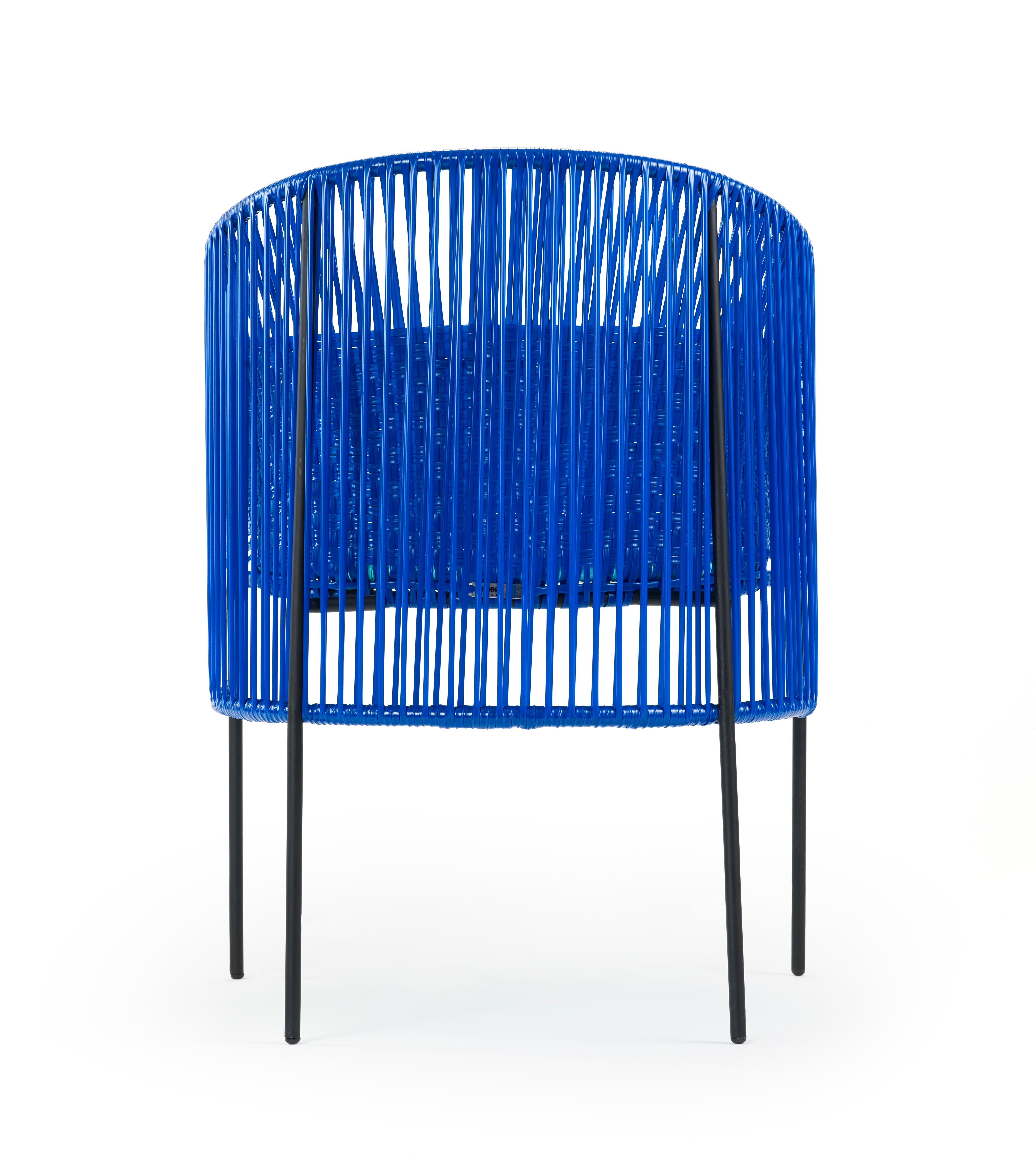 Powder-Coated Set of 4 Blue Caribe Dining Chair by Sebastian Herkner