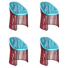 Set of 4 Blue Cartagenas Dining Chair by Sebastian Herkner