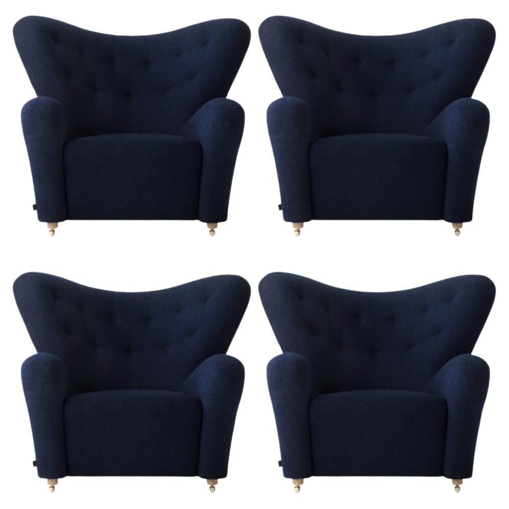 Ensemble de 4 fauteuils de salon Hallingdal bleu « The Tired Man » par Lassen en vente