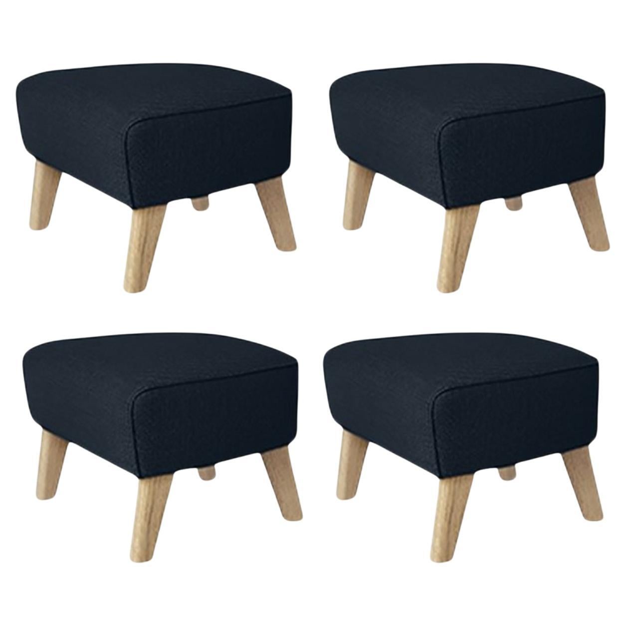 Set of 4 Blue, Natural Oak Raf Simons Vidar 3 My Own Chair Footstools by Lassen