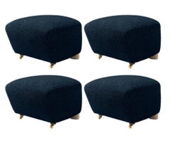 Set of 4 Blue Natural Oak Sahco Zero the Tired Man Footstools by Lassen