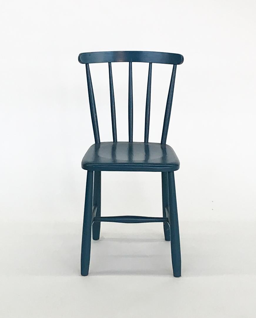 Set of 4 Blue Painted Dining Chairs Kitchen Chair Wood 3