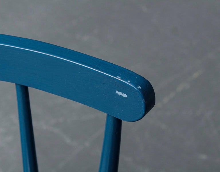 Set of 4 Blue Painted Dining Chairs Kitchen Chair Wood at 1stDibs