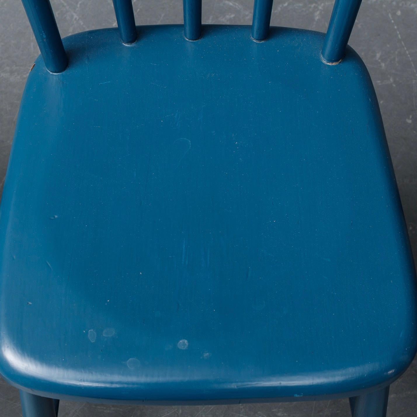 Set of 4 Blue Painted Dining Chairs Kitchen Chair Wood 8