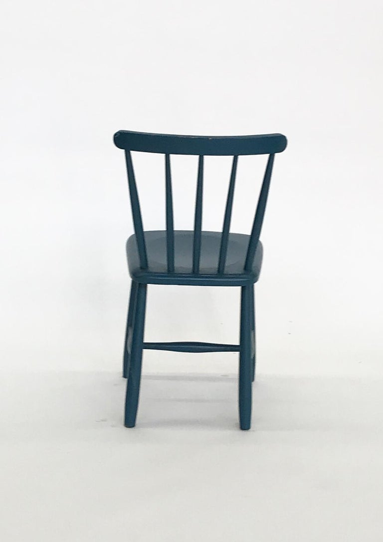 Set of 4 Blue Painted Dining Chairs Kitchen Chair Wood at 1stDibs
