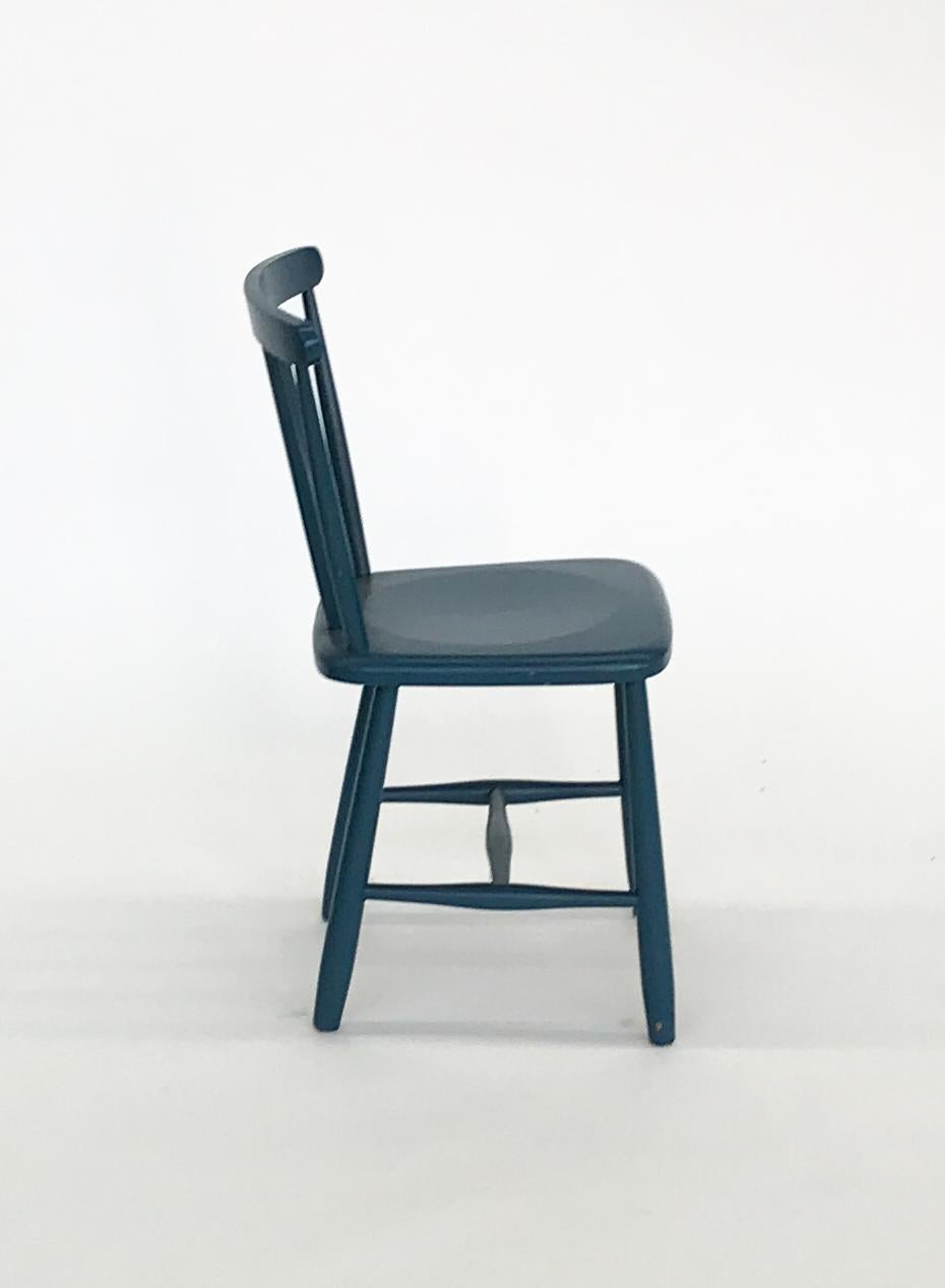 Set of 4 Blue Painted Dining Chairs Kitchen Chair Wood In Fair Condition In Hamburg, HH