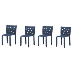Set of 4 Blue Sculpted Contemporary Chairs by FAINA