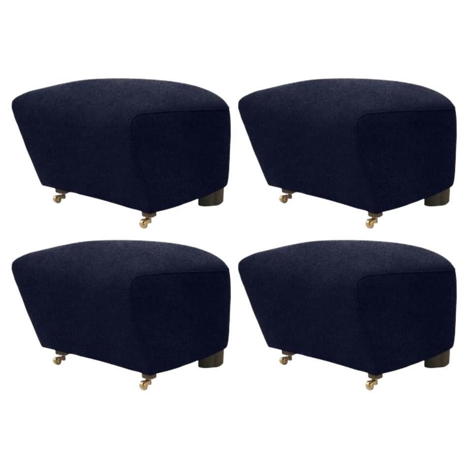 Set of 4 Blue Smoked Oak Hallingdal the Tired Man Footstools by Lassen For Sale