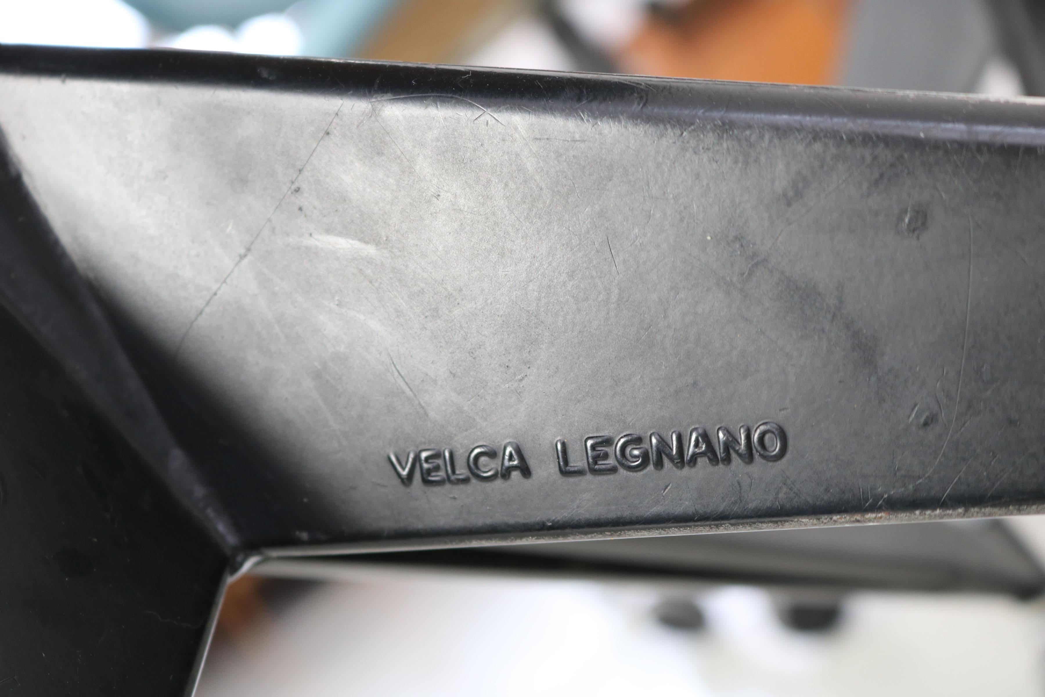 Satz von 4 blauen Velca Legnano-Bürostühlen aus der Mitte des Jahrhunderts im Angebot 5