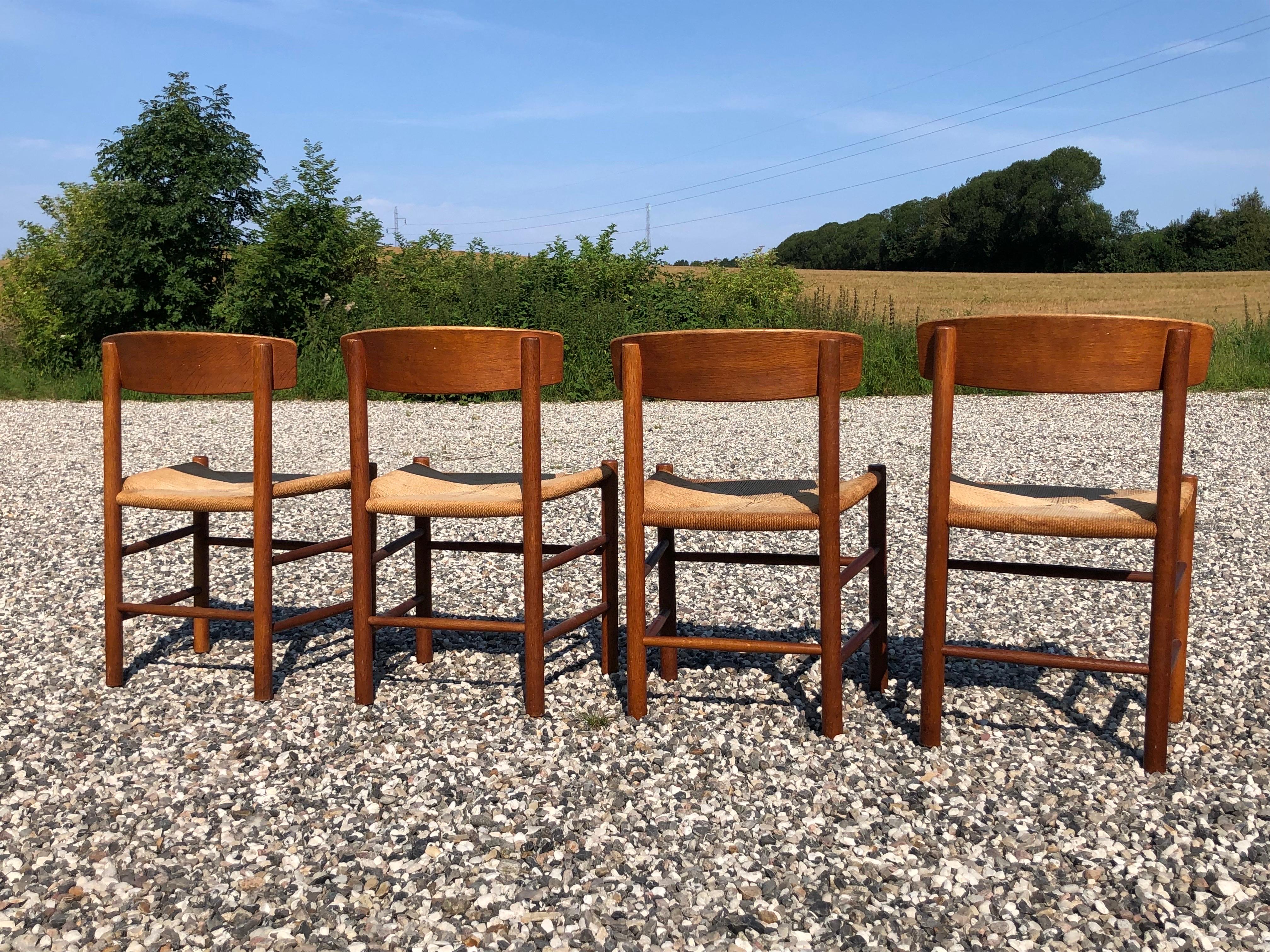 Papercord Set of 4 Boerge Mogensen J39 oak dining-chairs For Sale