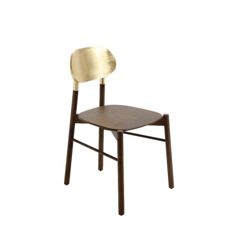 italien Ensemble de 4 chaises Bokken, structure en hêtre teinté, feuilles d'or  par Colé Italia en vente