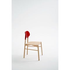 Set of 4, Bokken Chair, Natural Beech, Red by Colé Italia