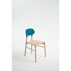 Set of 4, Bokken Chair, Natural Beech, Turquoise by Colé Italia