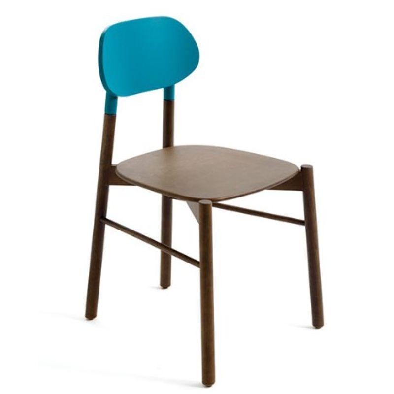 XXIe siècle et contemporain Ensemble de 4, chaise Bokken, structure en hêtre turquoise, laqué par Colé Italia en vente