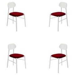 Set of 4, Bokken Chair, Velvetorthy Padded Seat, White by Colé Italia