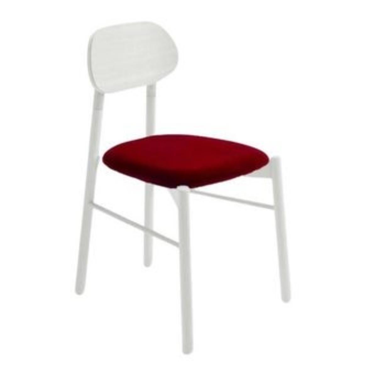 Modern Set of 4, Bokken Chair, Velvetorthy Padded Seat, White by Colé Italia For Sale