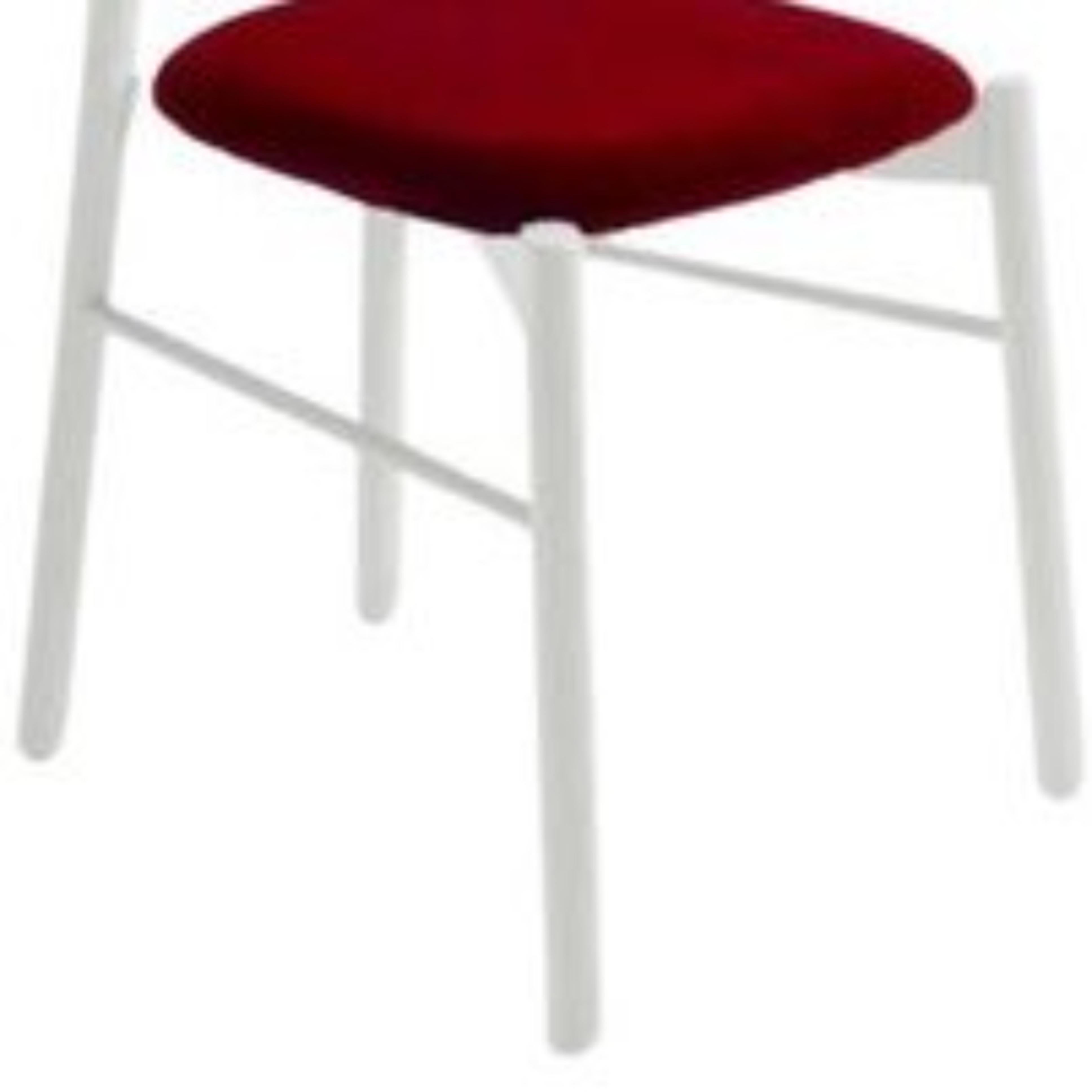 Italian Set of 4, Bokken Chair, Velvetorthy Padded Seat, White by Colé Italia For Sale