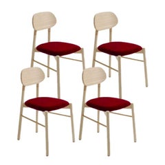 Set of 4, Bokken Upholsered Chair, Natural Beech, Rosso by Colé Italia