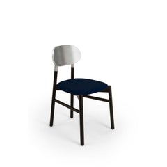 Set of 4, Bokken Upholstered Chair, Black & Silver, Blu by Colé Italia