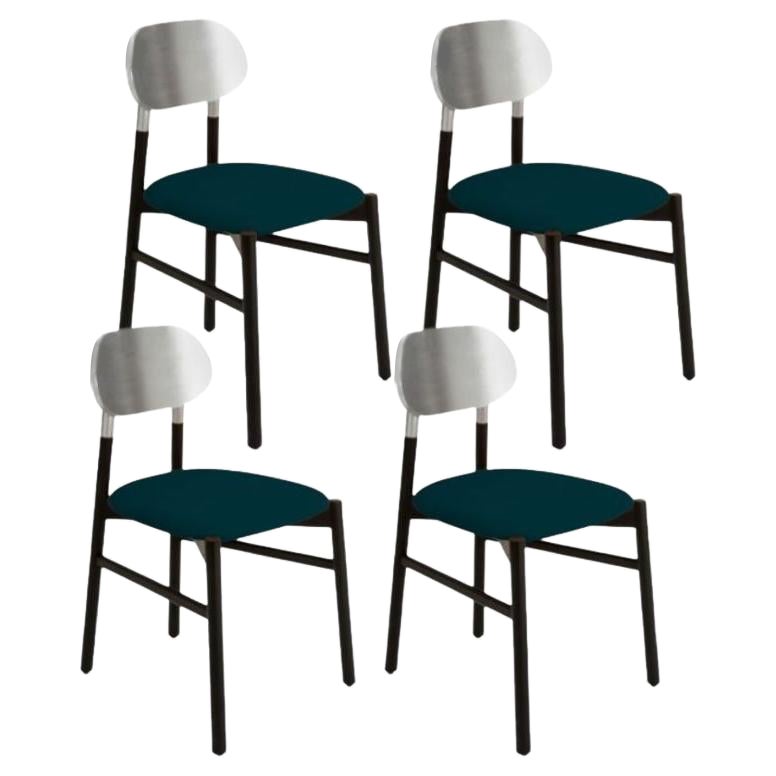 4er Set, Bokken Polsterstuhl, Schwarz & Silber, Blu von Colé Italia