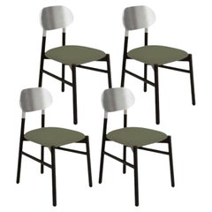 Ensemble de 4 chaises tapissées Bokken, noir et argent, Grigio de Colé Italia