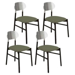 Set of 4, Bokken Upholstered Chair, Black & Silver, Grigio by Colé Italia