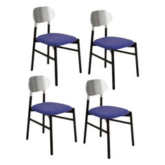Ensemble de 4 chaises tapissées Bokken, noir et argent, Indaco de Colé Italia