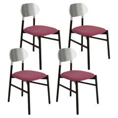 Ensemble de 4 chaises tapissées Bokken, noir et argent, Malva de Colé Italia