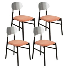 Ensemble de 4 chaises tapissées Bokken, noir et argent, Rosa de Colé Italia