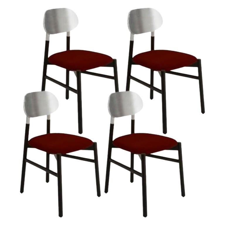4er Set, Bokken Polsterstuhl, Schwarz & Silber, Rosso von Colé Italia im Angebot