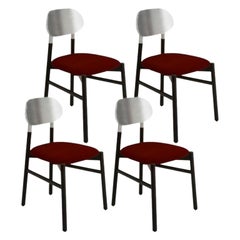 Ensemble de 4 chaises tapissées Bokken, noir et argent, Rosso de Colé Italia
