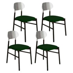 Ensemble de 4 chaises tapissées Bokken, noir et argent, Smeraldo de Colé Italia