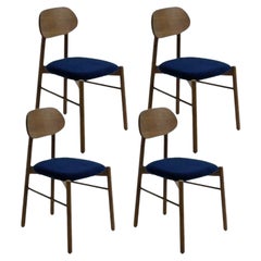 Ensemble de 4 chaises tapissées Bokken, Caneletto, Bleu par Colé Italia