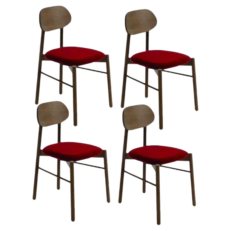 4er Set, Bokken Polsterstuhl, Caneletto, Rot von Colé Italia