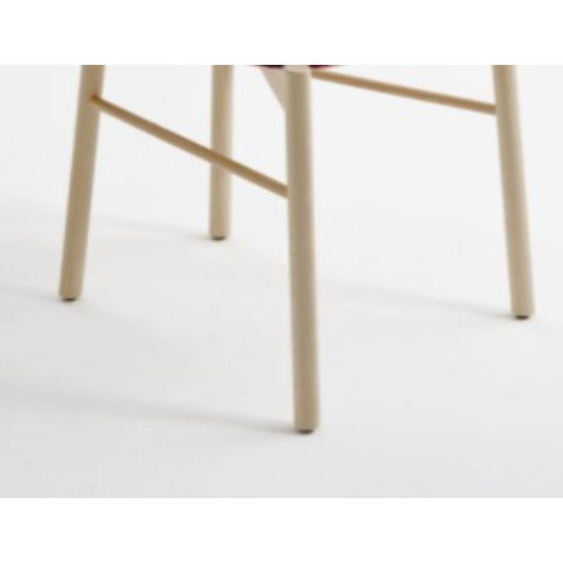 Italian Set of 4, Bokken Upholstered Chair, Natural Beech, Malva by Colé Italia For Sale