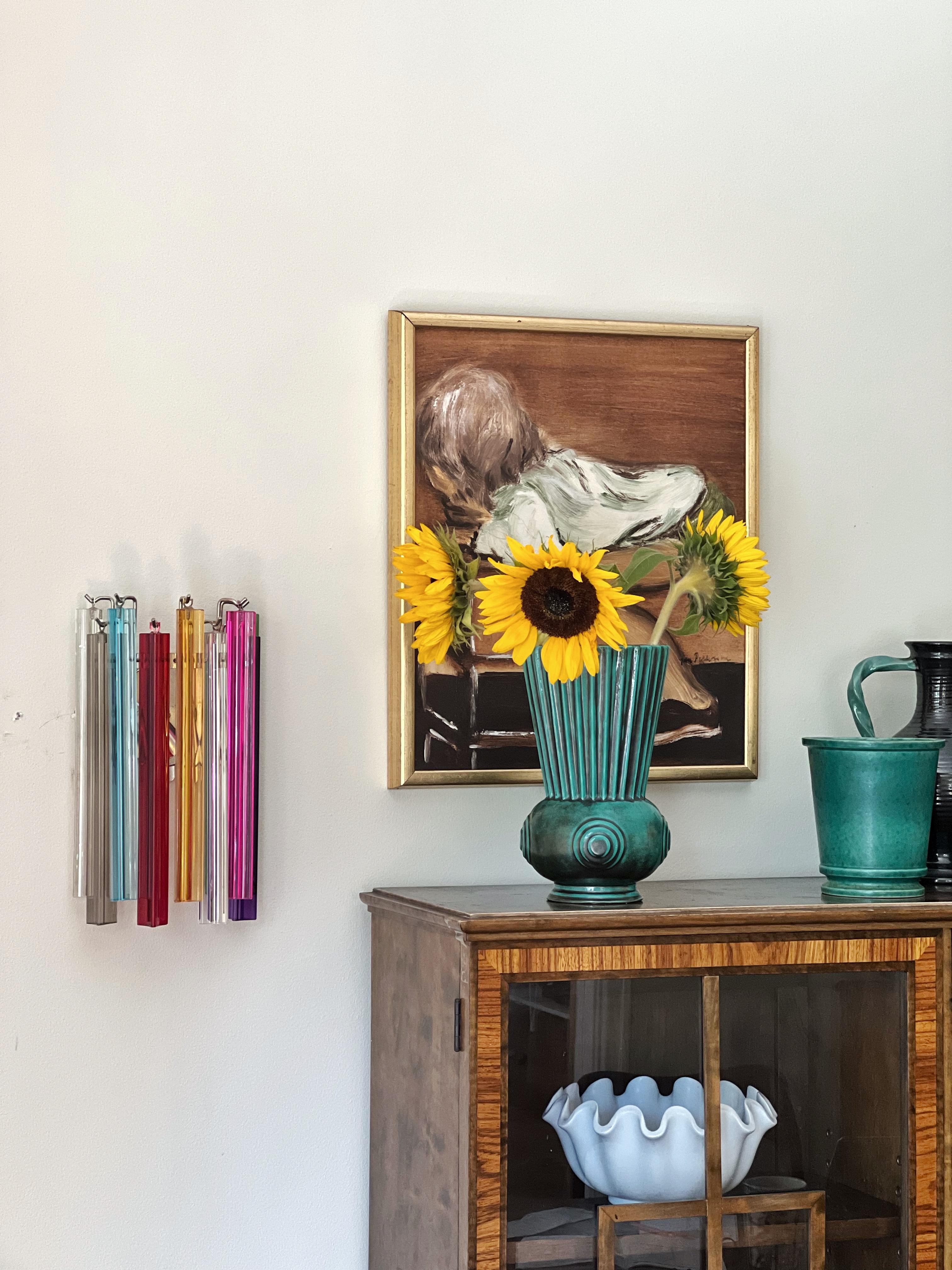 Mid-Century Modern Set of 4 Bold Colorful Murano Wall Sconces For Sale