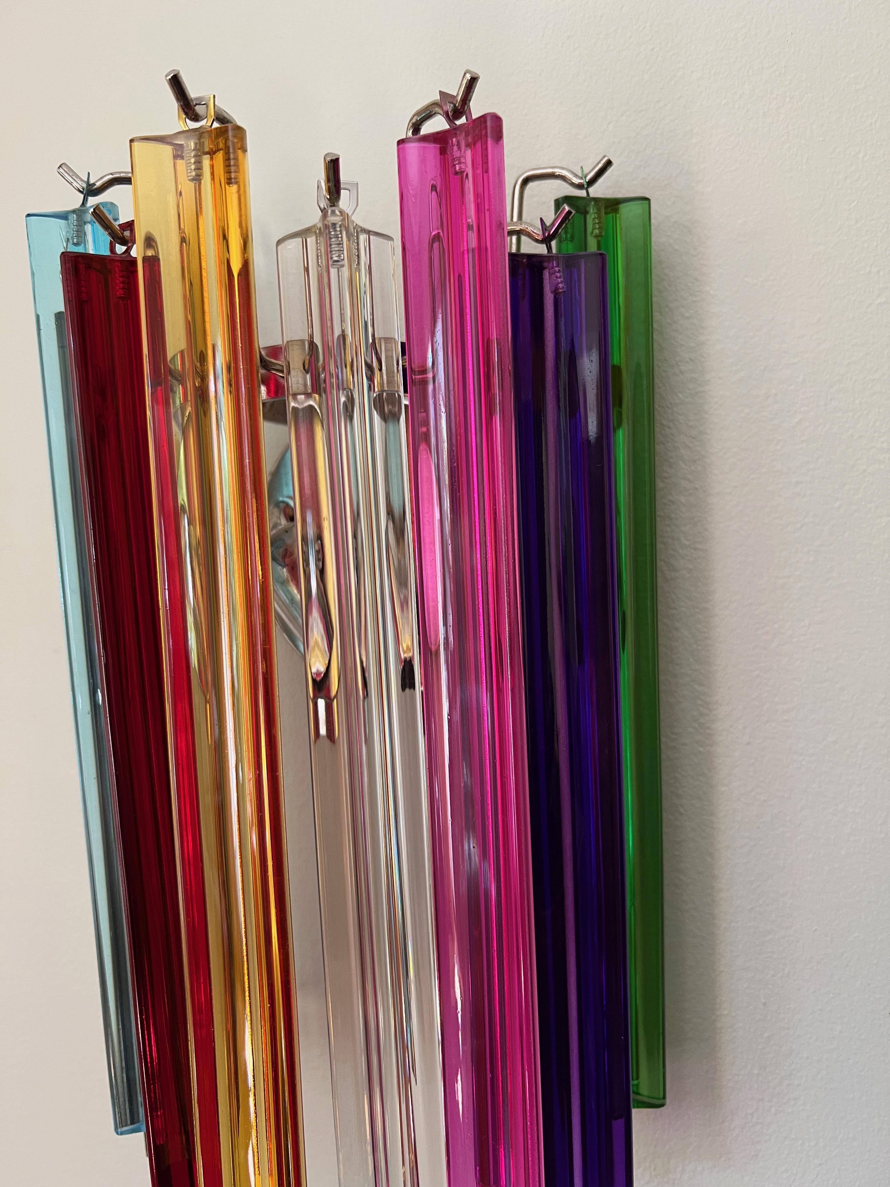 Glass Set of 4 Bold Colorful Murano Wall Sconces For Sale