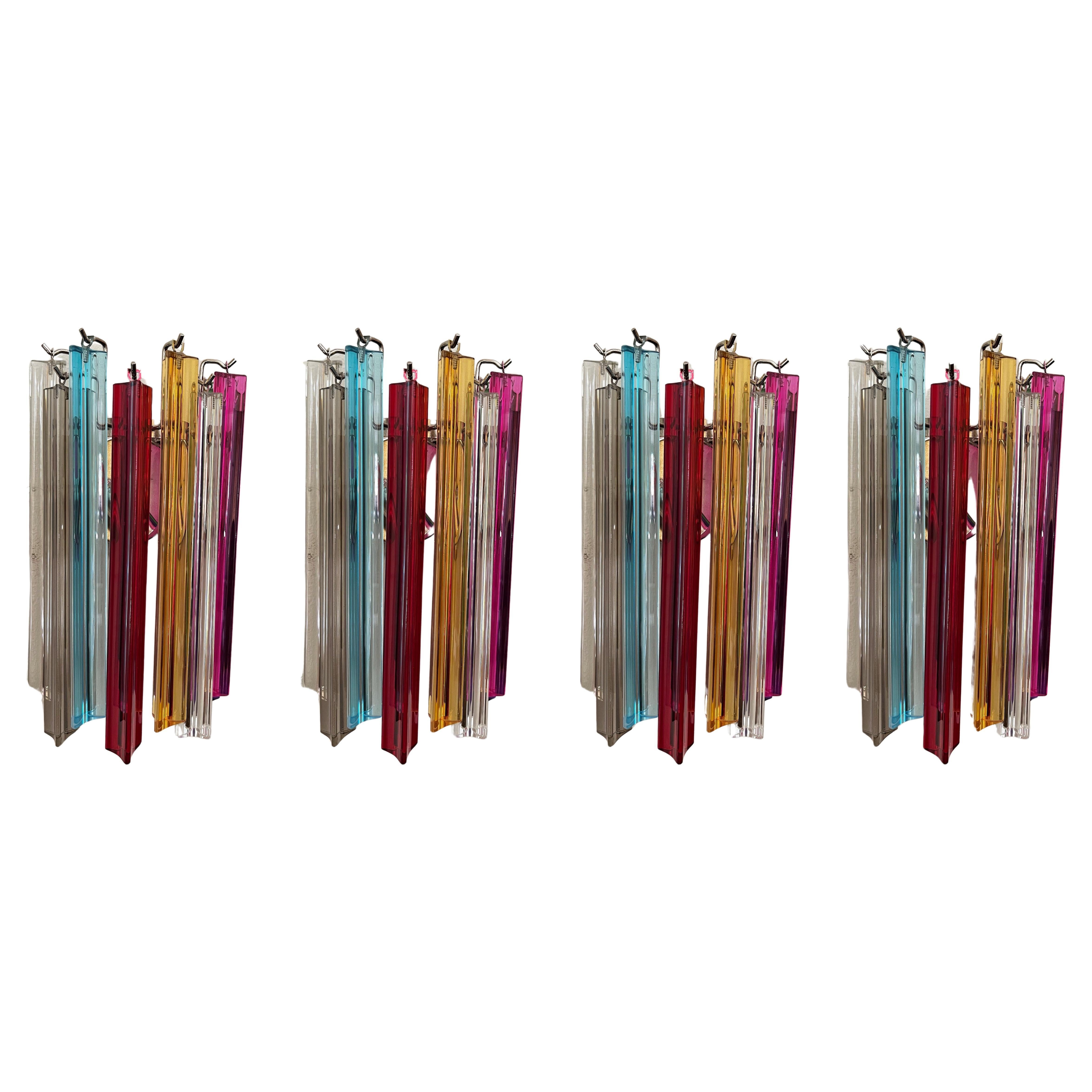 Ensemble de 4 appliques murales Murano aux couleurs vives