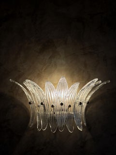 Set of 4 Bold Murano Wall Sconces with Glass Feather Prisms
