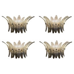Set of 4 Bold Murano Wall Sconces with Glass Feather Prisms