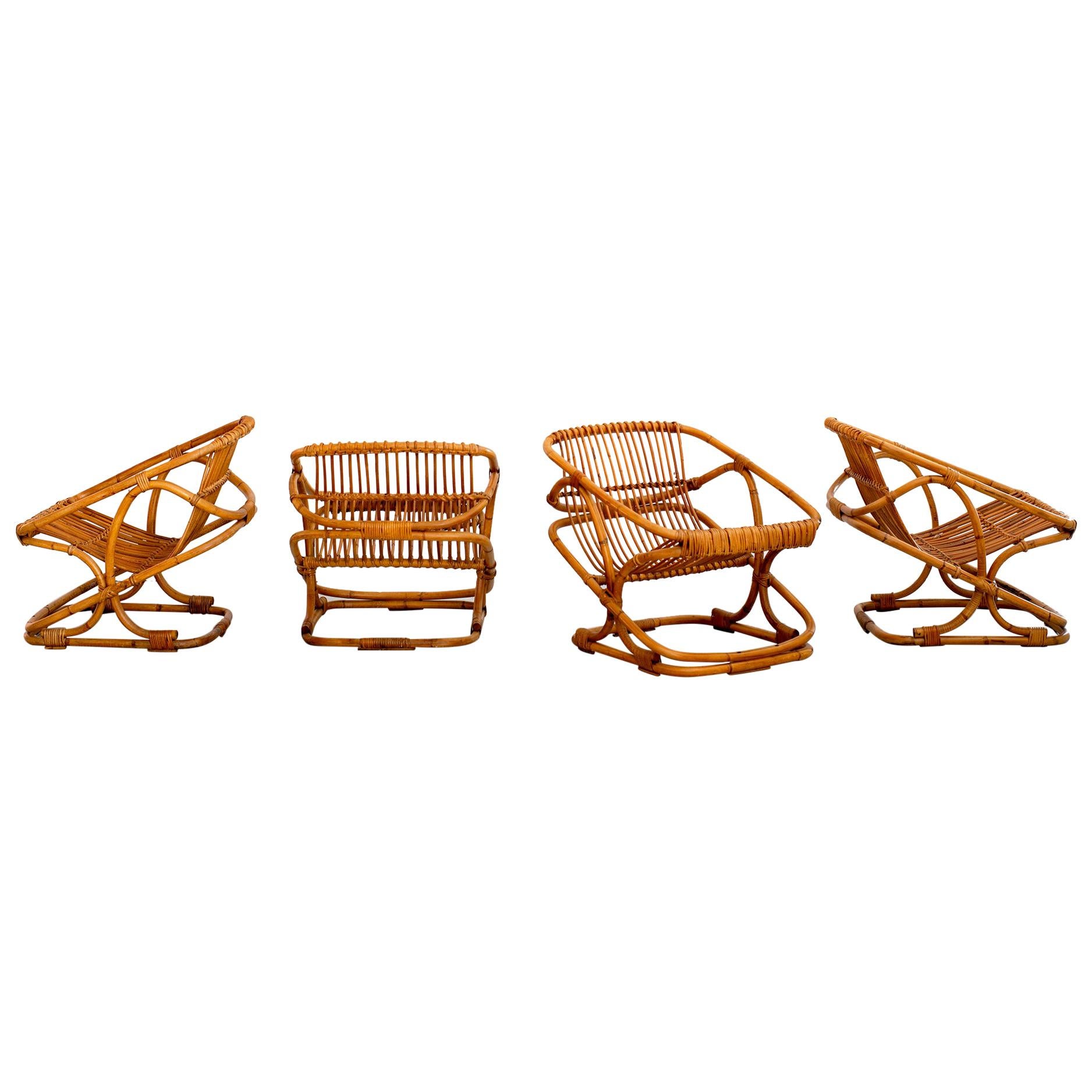 Set of 4 Italian Bamboo Chairs and Table