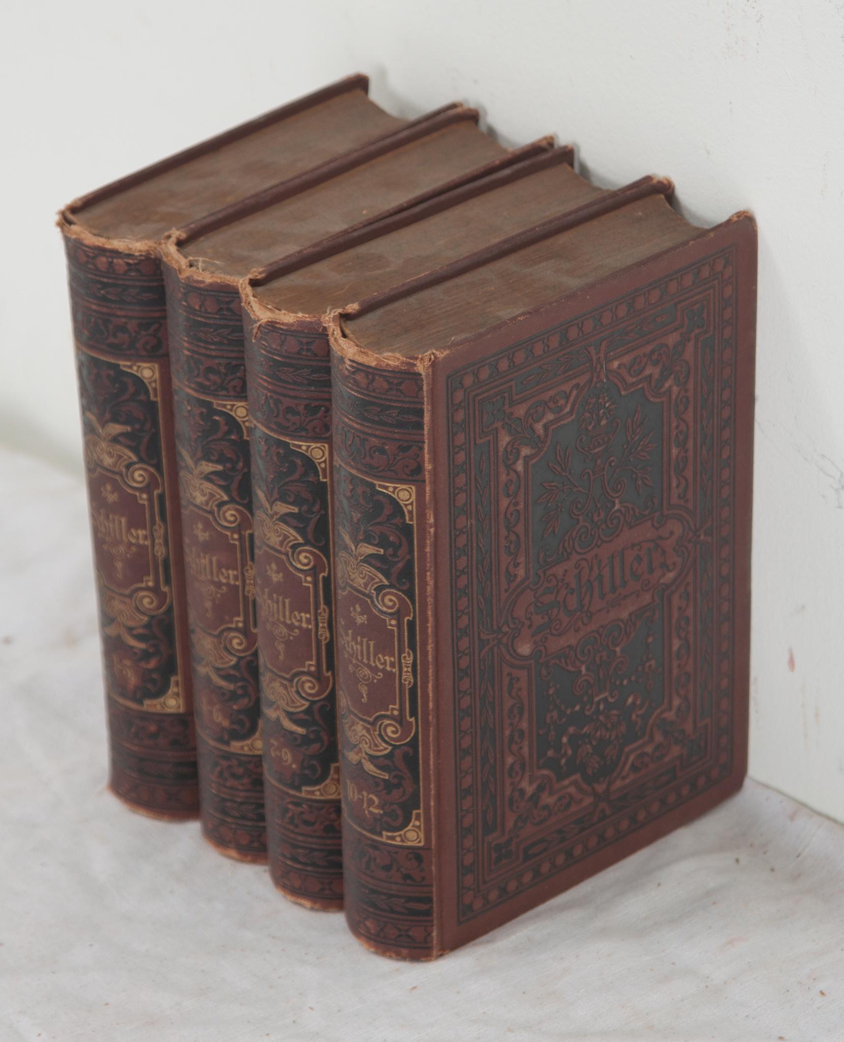 Hand-Crafted Set of 4 Books by German Poet Friedrich von Schiller For Sale