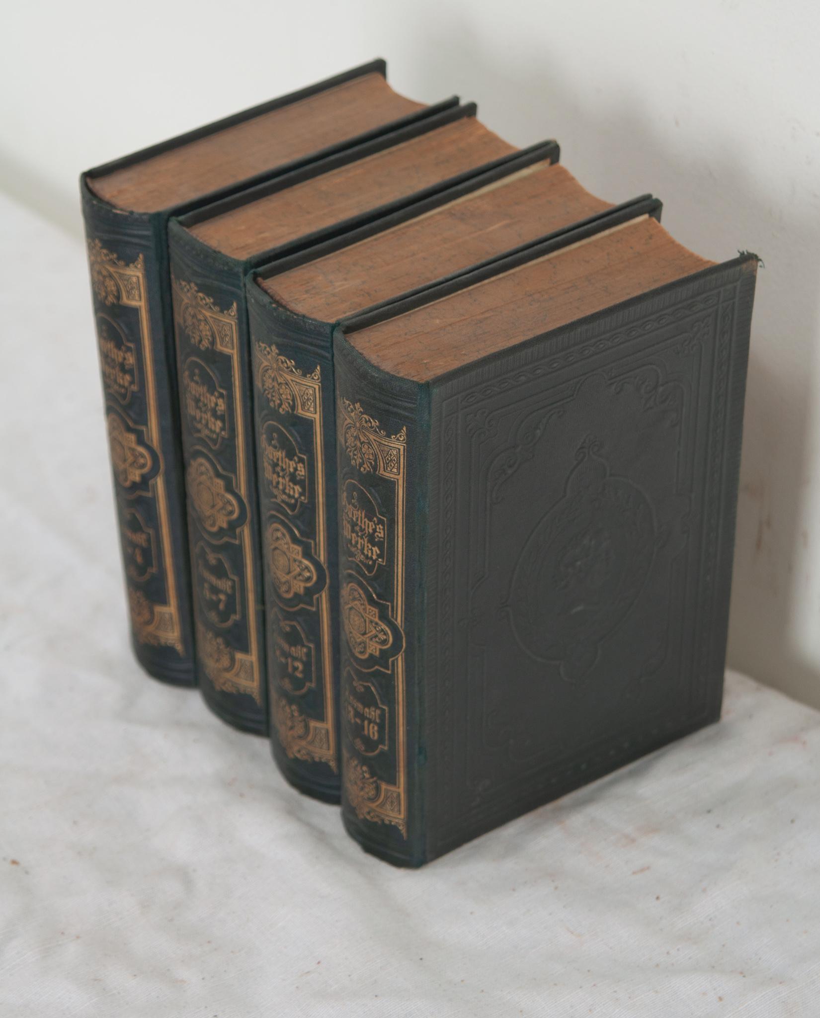 Hand-Crafted Set of 4 Books by German Poet Johann Wolfgang Von Goethe For Sale