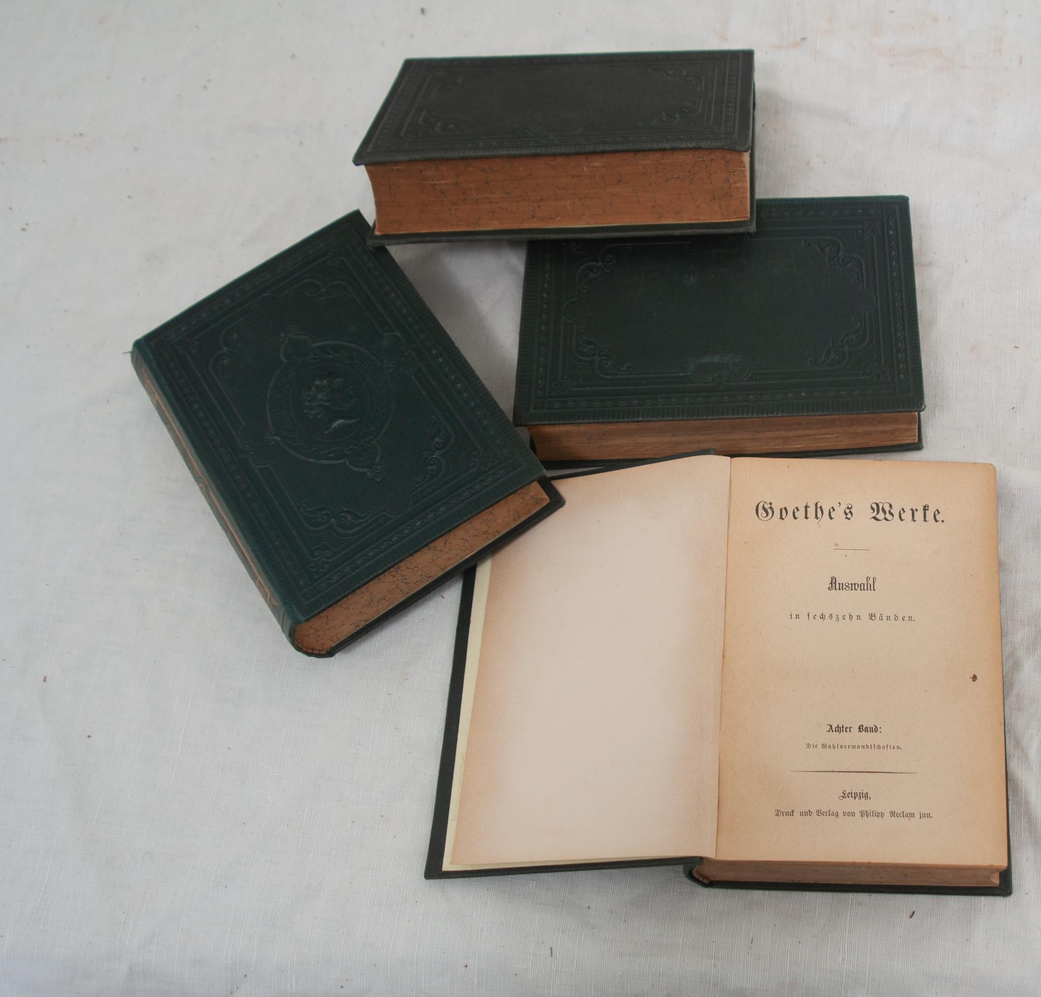 Set of 4 Books by German Poet Johann Wolfgang Von Goethe In Good Condition For Sale In Baton Rouge, LA