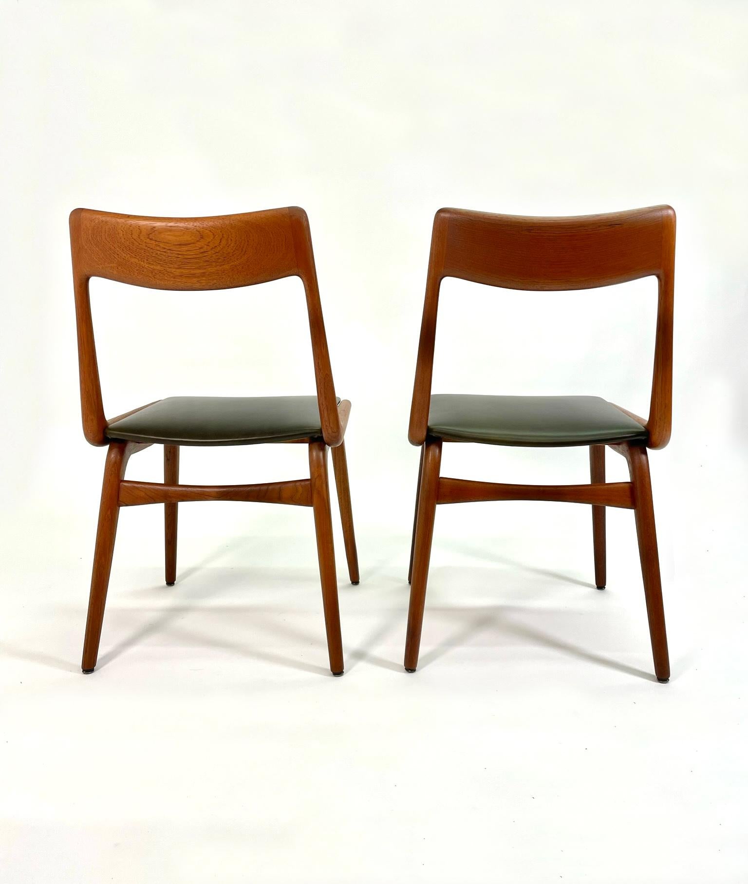 Scandinavian Modern Set of 4 Boomerang Dining Chairs by Alfred Christensen for Slagelse Møbelværk in