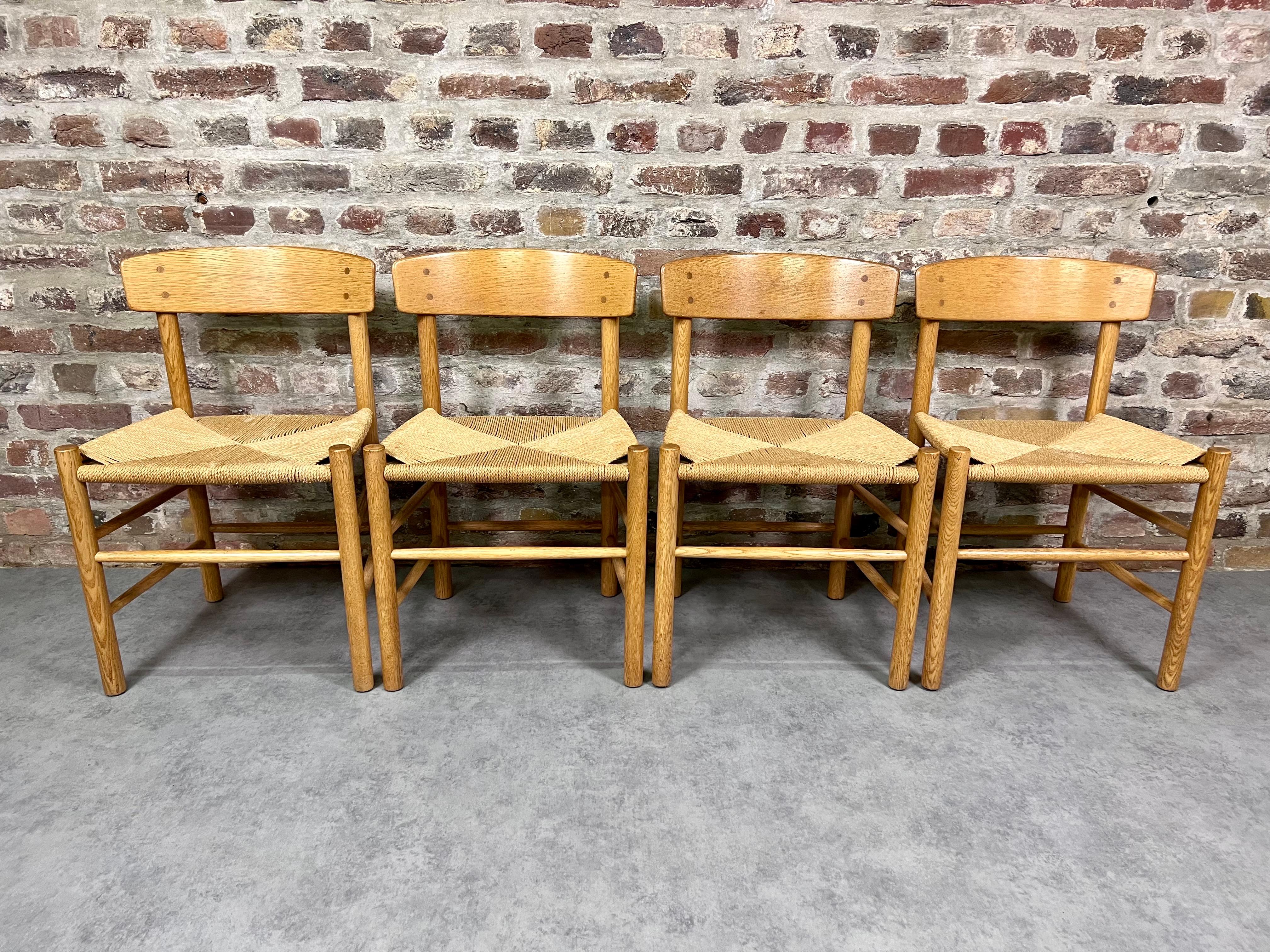 Danish Set of 4 Borge Mogensen J39 Dining Chairs For Sale