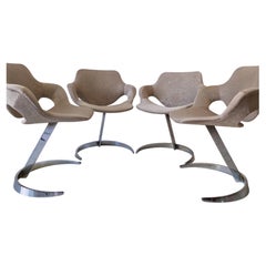 Set of 4 Boris Tabacoff Sphinx Style Cantilever Dining Lounge Chairs 1970