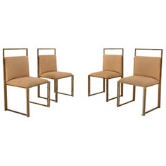Set of 4 Brass and Chrome Dining Room Chairs by Cittone Oggi
