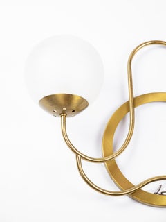 Set of 4 brass and frosted glass wall lamp circa 1970